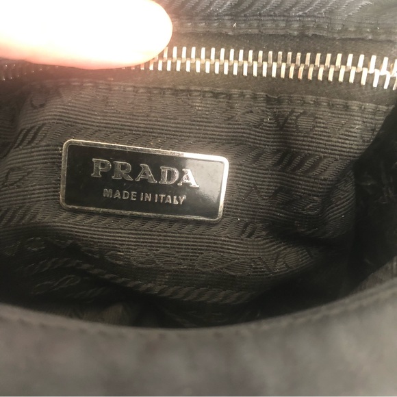 Prada Black Suede Shoulder Purse with Chrome Chain - Picture 5 of 13